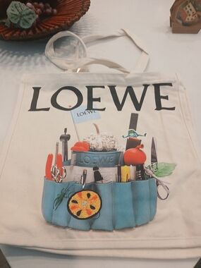 LOEWE Canvas Tote Bag with Colorful Tool Print